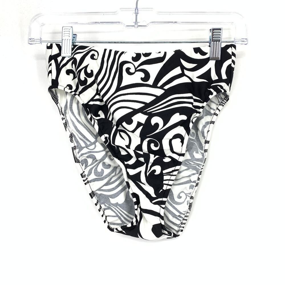 Vintage Venus 90s High Waisted Swimsuit Bottom Best Fit Sz S Black White Print